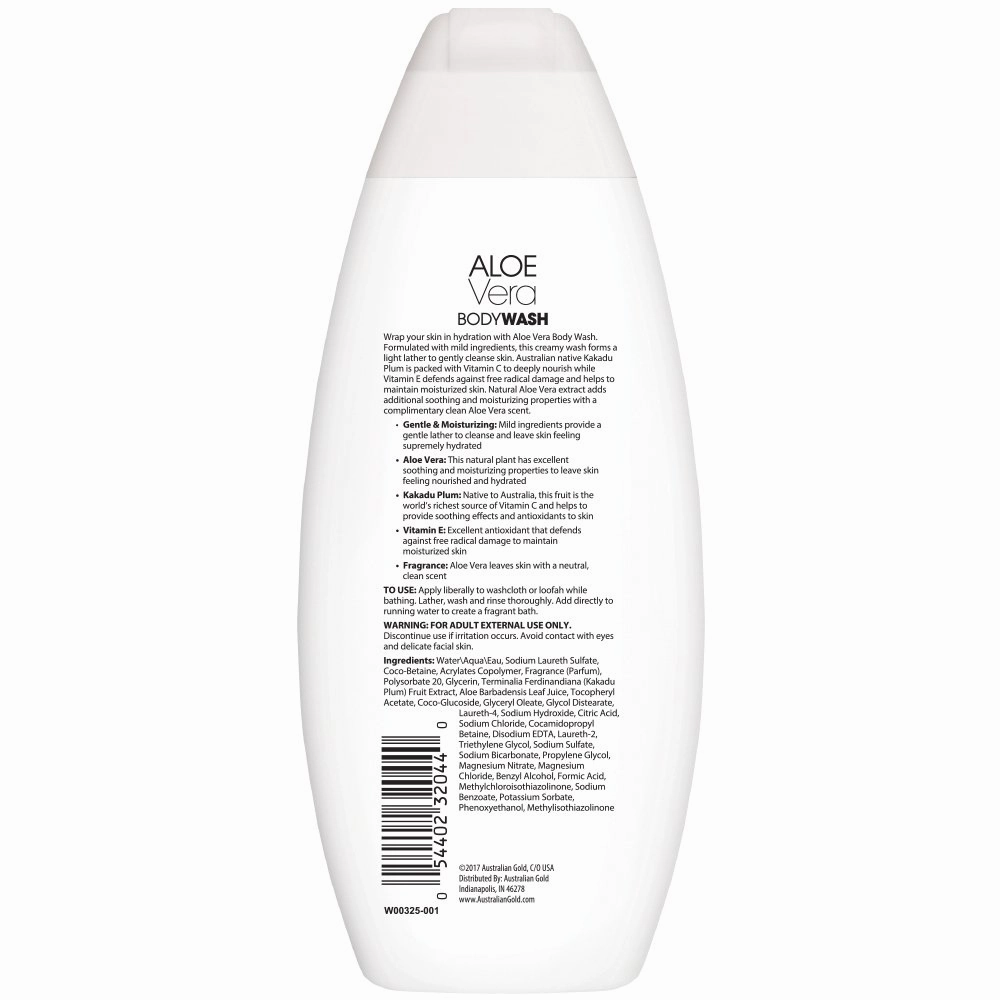 Australian Gold Body Wash, Gentle & Moisturizing with Nutrient Rich Kakadu Plum & Vitamin E, Aloe Vera, 16.5 Ounce (Pack of 2)