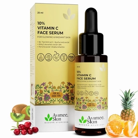 Avi.mee Herbal Vitamin C Face Serum with Hyaluronic Acid & Niacinamide, 25ml (0.85 fl oz) | Lightweight Hydrating Serum for All Skin Types | With Botanical Extracts
