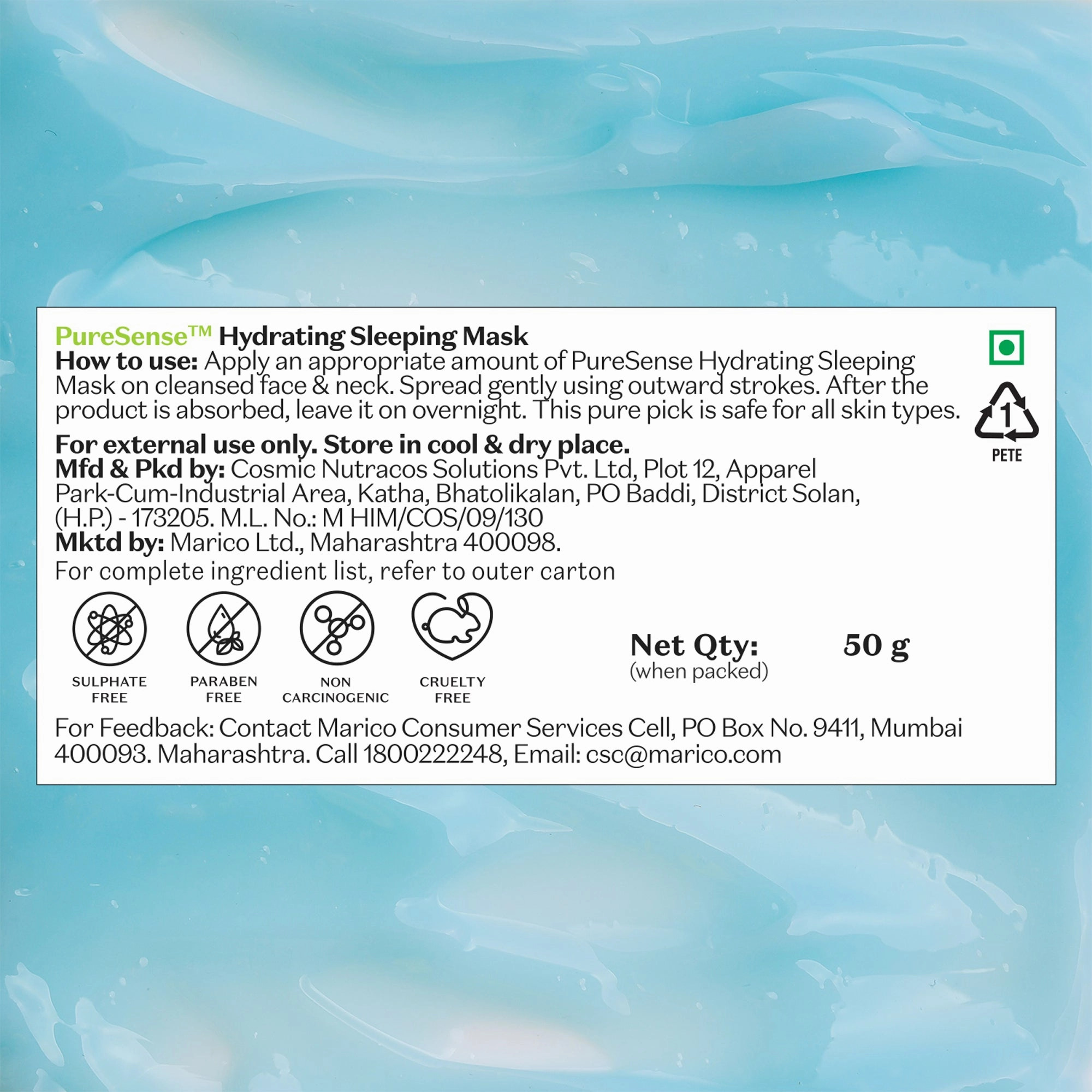B2G2 Pure Sense Hydrating Sleeping Mask 50gm