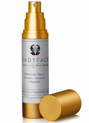 Babyface 10% Glycolic Acid Millionaire Cream Anti-Aging Daytime Nighttime Moisturizer   AHA, CoQ10, Tamanu Oil, Vitamin C, 1.8 oz.
