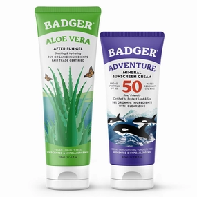 Badger SPF 50 Mineral Sunscreen and Organic Aloe Vera Gel