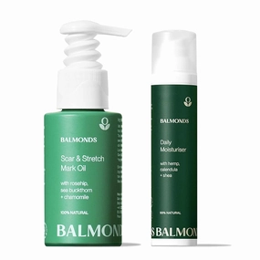 Balmonds Rosehip Scar Oil and Daily Moisturizing Cream 3.5oz (100ml) - Vegan & Cruelty Free Natural Skin Oil for Stretchmarks, Damaged, Scarred, or Fragile Skin - 99% Natural Moisturizer Face & Body