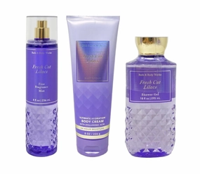 Bath & Body Works Fresh Cut Lilacs 3 Piece Bundle - Fragrance Mist - Body Cream - Shower Gel - Full Size