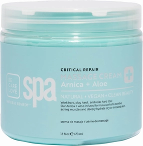 Be Care Love Spa Critical Repair Massage Cream with Organic Arnica and Organic Aloe Natural Vegan Clean Beauty Made in USA 16 fl oz