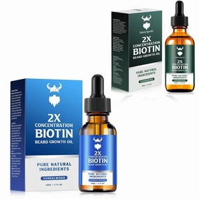 Beard Growth Oil with 2X Concentration Biotin for Men, Natural Mens Beard Oil with Argan Oil, Jojoba Oil and Vitamin, Hydrates & Thickens Facial Hair