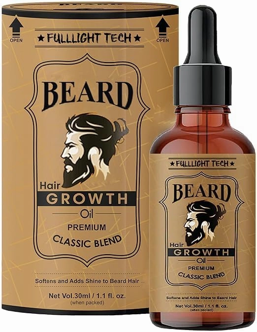 Beard Growth Oil with Castor, Argan & Jojoba Oils, 30ml, Natural Beard Care for Men