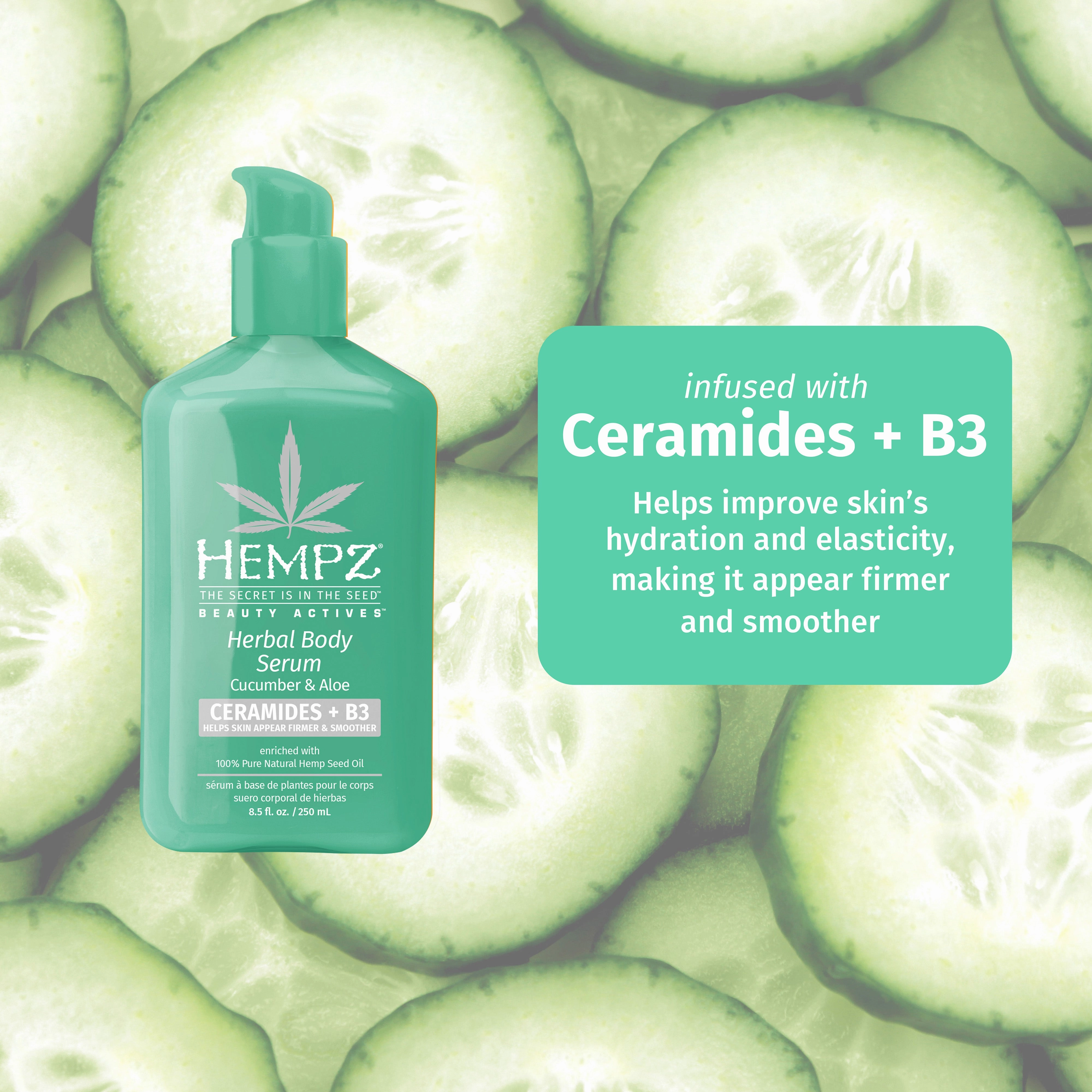 Beauty Actives Cucumber & Aloe Herbal Body Serum with Ceramides & B3