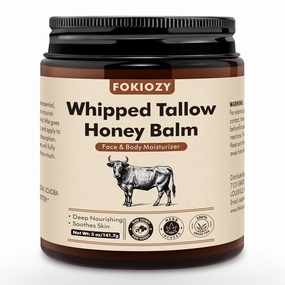 Beef Tallow for Skin, 100% Grass-Fed Whipped Beef Tallow Honey Balm for Face and Body, Tallow Face Moisturizer with Jojoba Oil, Shea Butter for Sensitive, Dry Skin - 5 oz