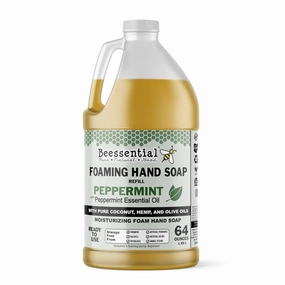 Beessential All Natural Bulk Foaming Hand Soap Refill, 64 oz Peppermint | Made with Moisturizing Aloe & Honey - Made in the USA