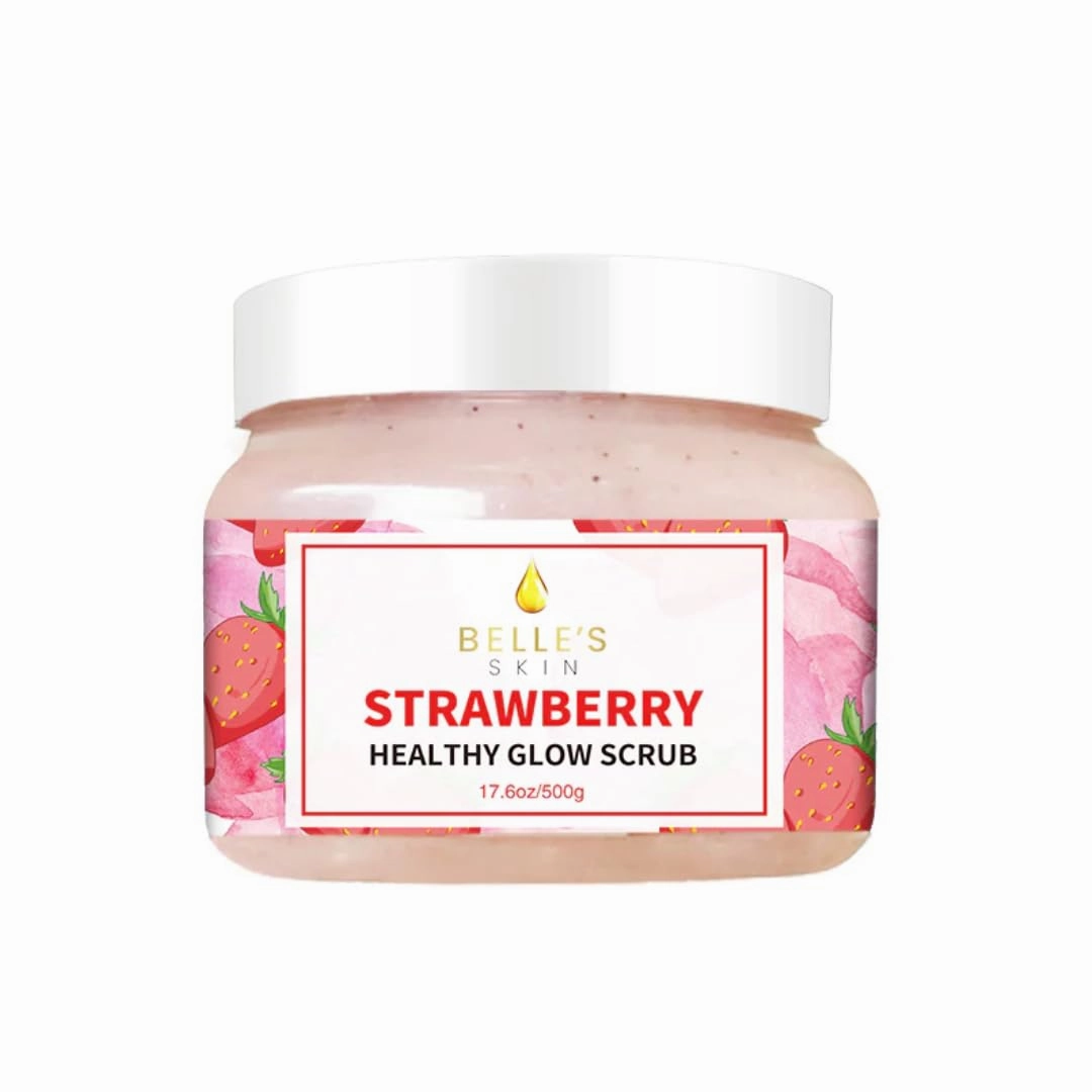 Belle's Skin - Strawberry Healthy Glow Scrub | Organic & Natural | Exfoliating Sugar Scrub | Brightening & Nourishing | Strawberry Scented