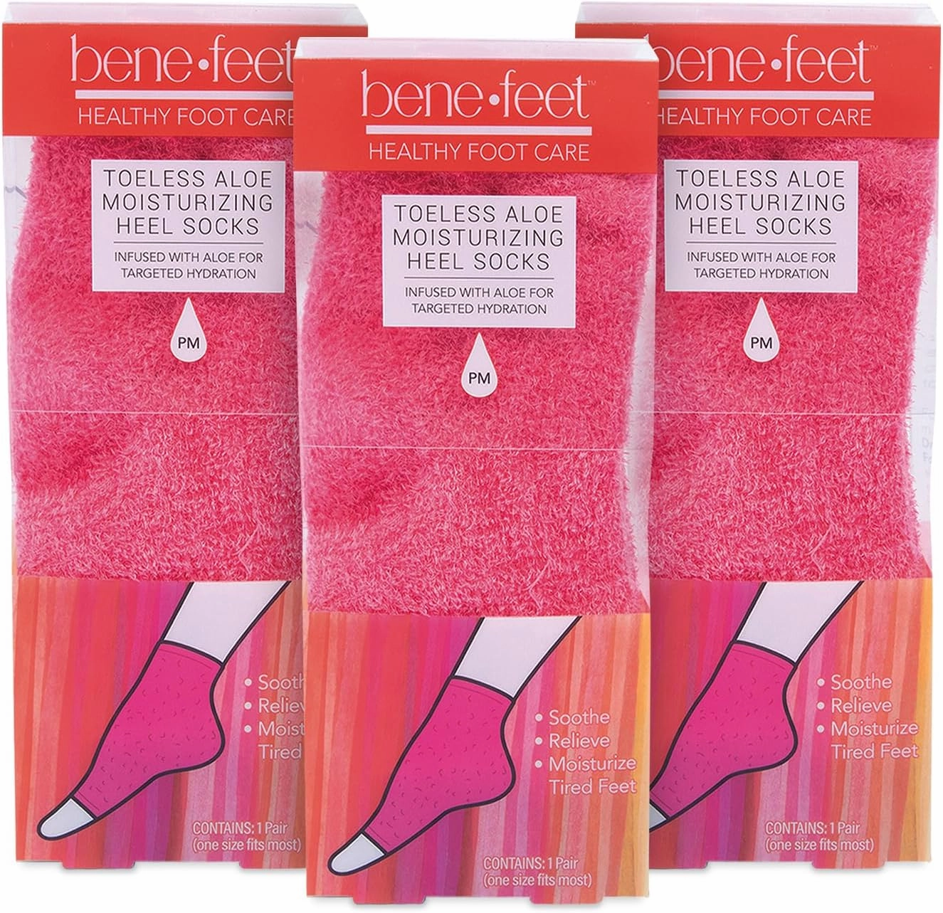 Benefeet Toeless Aloe Moisturizing Heel Socks 3 Pack - Effective Overnight Foot Rejuvenation, Targeted Hydration to Soften Dry Skin, Infused w/Coconut Oil, Aloe   Jojoba Seed Oil, 1 Pair (3 Pack)