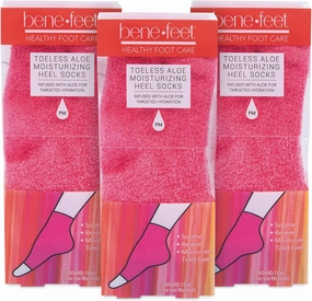 Benefeet Toeless Aloe Moisturizing Heel Socks 3 Pack - Effective Overnight Foot Rejuvenation, Targeted Hydration to Soften Dry Skin, Infused w/Coconut Oil, Aloe   Jojoba Seed Oil, 1 Pair (3 Pack)