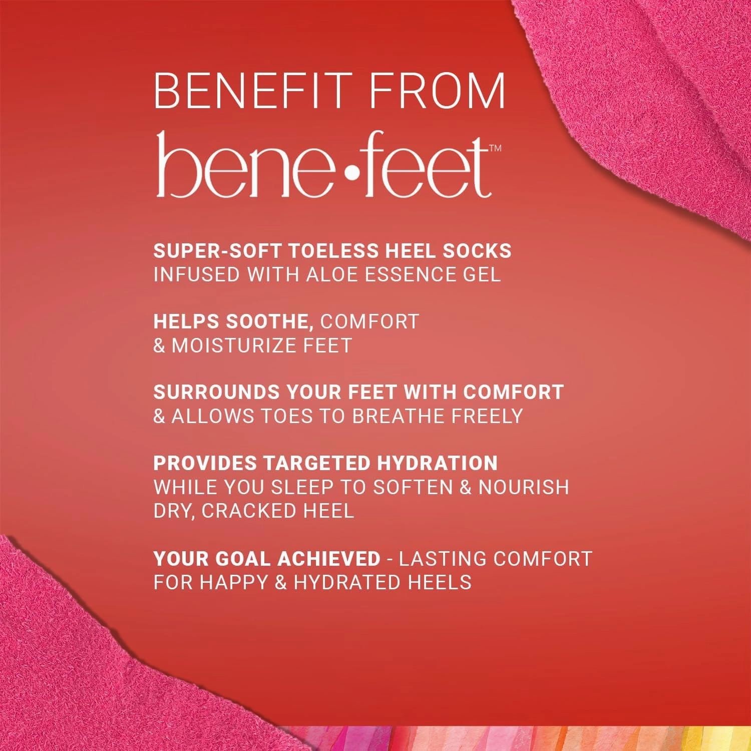 Benefeet Toeless Aloe Moisturizing Heel Socks 3 Pack - Effective Overnight Foot Rejuvenation, Targeted Hydration to Soften Dry Skin, Infused w/Coconut Oil, Aloe   Jojoba Seed Oil, 1 Pair (3 Pack)