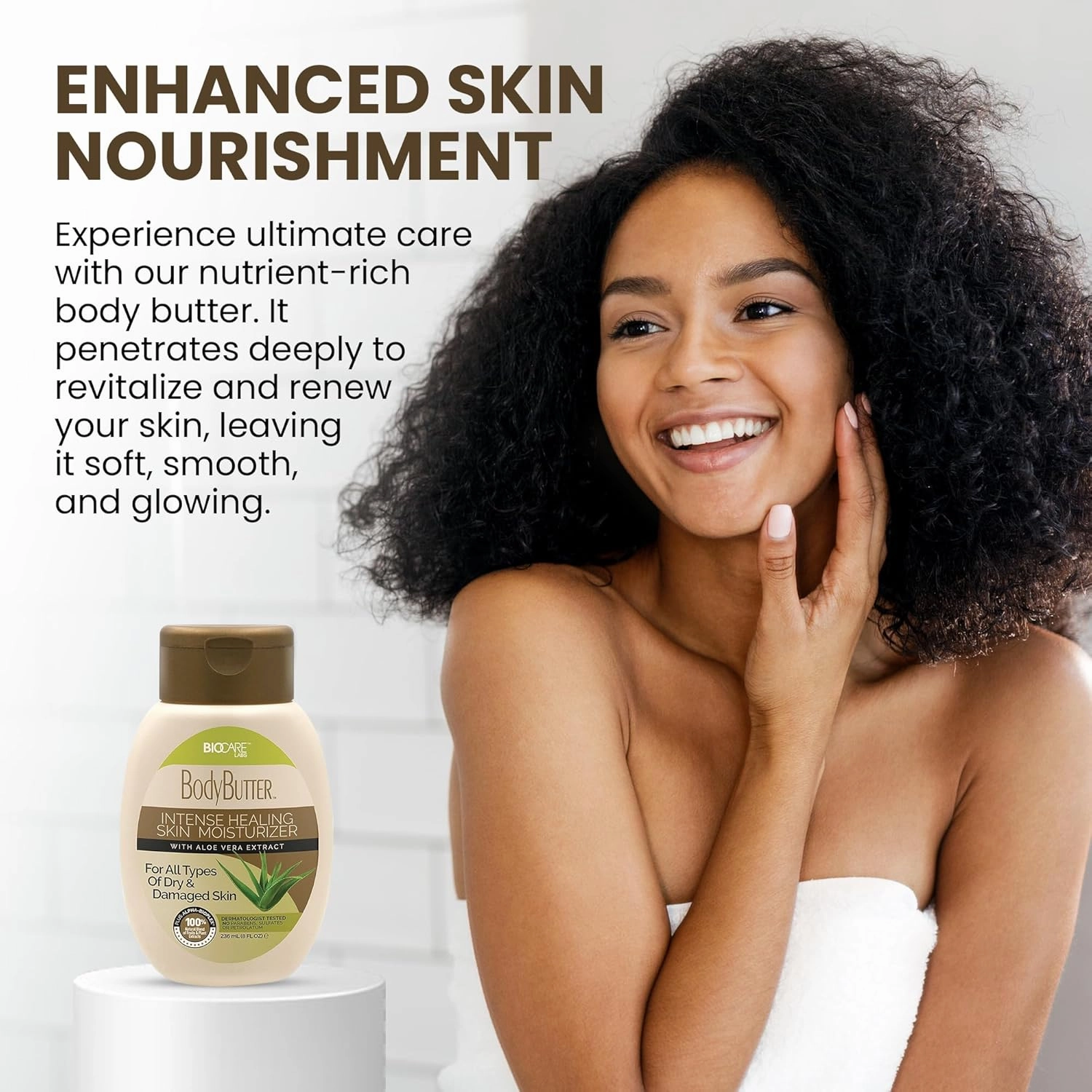 Biocare Labs Moisturizing Body Butter - Hydrating Body Cream W/Aloe Vera and Cucumber Extracts (Fragrance Free) - Instantly Penetrates and Deeply Renews Skin - Lotion Designed For Dry Skin