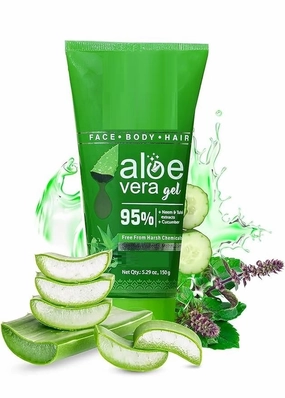 BK Aloe Vera Gel | Multi Purpose Gel For Face, Body & Hair | Non-Greasy Hydrating formula With Neem, Tulsi & Cucumber Essence | Calms Sunburn & Promotes Even Skin Tone, 150 gm