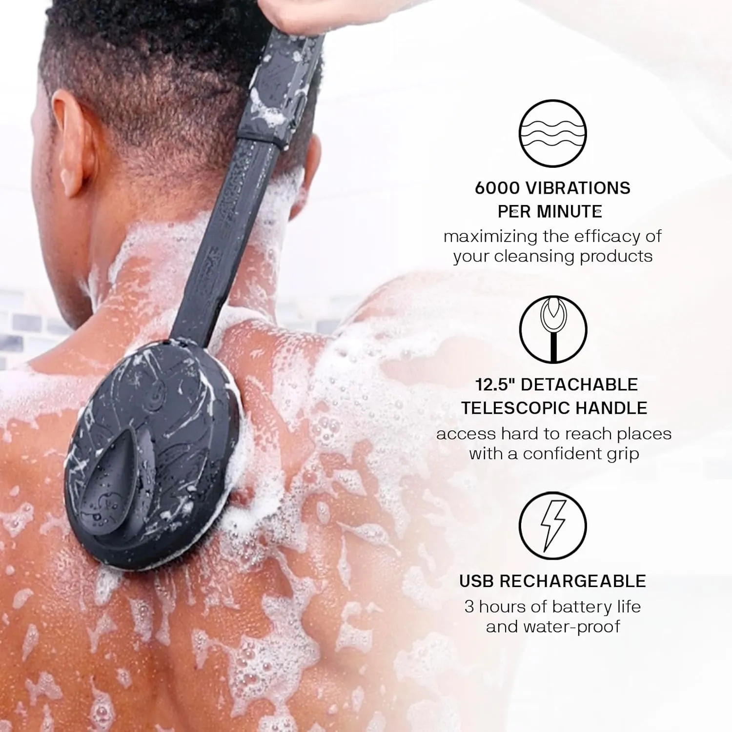 Black Wolf Sonic Scrubber Pro & Moisturizing Body Wash Set - Men's Shower & Bathroom Essentials Gift Set for Dry, Dehydrated, & Sensitive Skin - Hydrating Bodywash & Vibrating Face & Body Scrubber