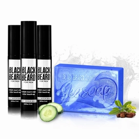Blackbeard for Men Formula X Instant Mustache & Beard Color for Men & Seasoap Anti-Aging Bar Soap - 3 Pack Hypoallergenic Facial Hair Dye & 1 Pack Mens Soap - Temporary Beard Tint, Light/Medium Brown