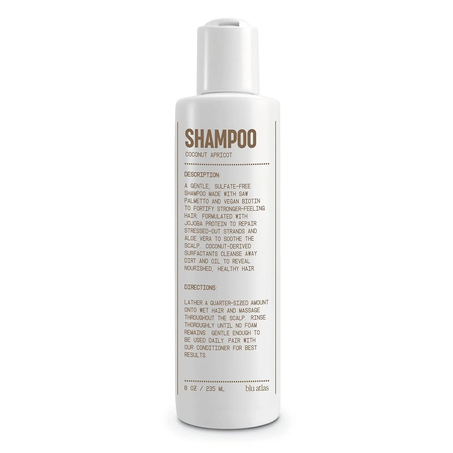 Blu Atlas Men's Natural Shampoo – Organic, Sulfate-Free, Paraben-Free – Deep Cleansing & Hydrating – Coconut Apricot Scent – Made in America – 8 oz