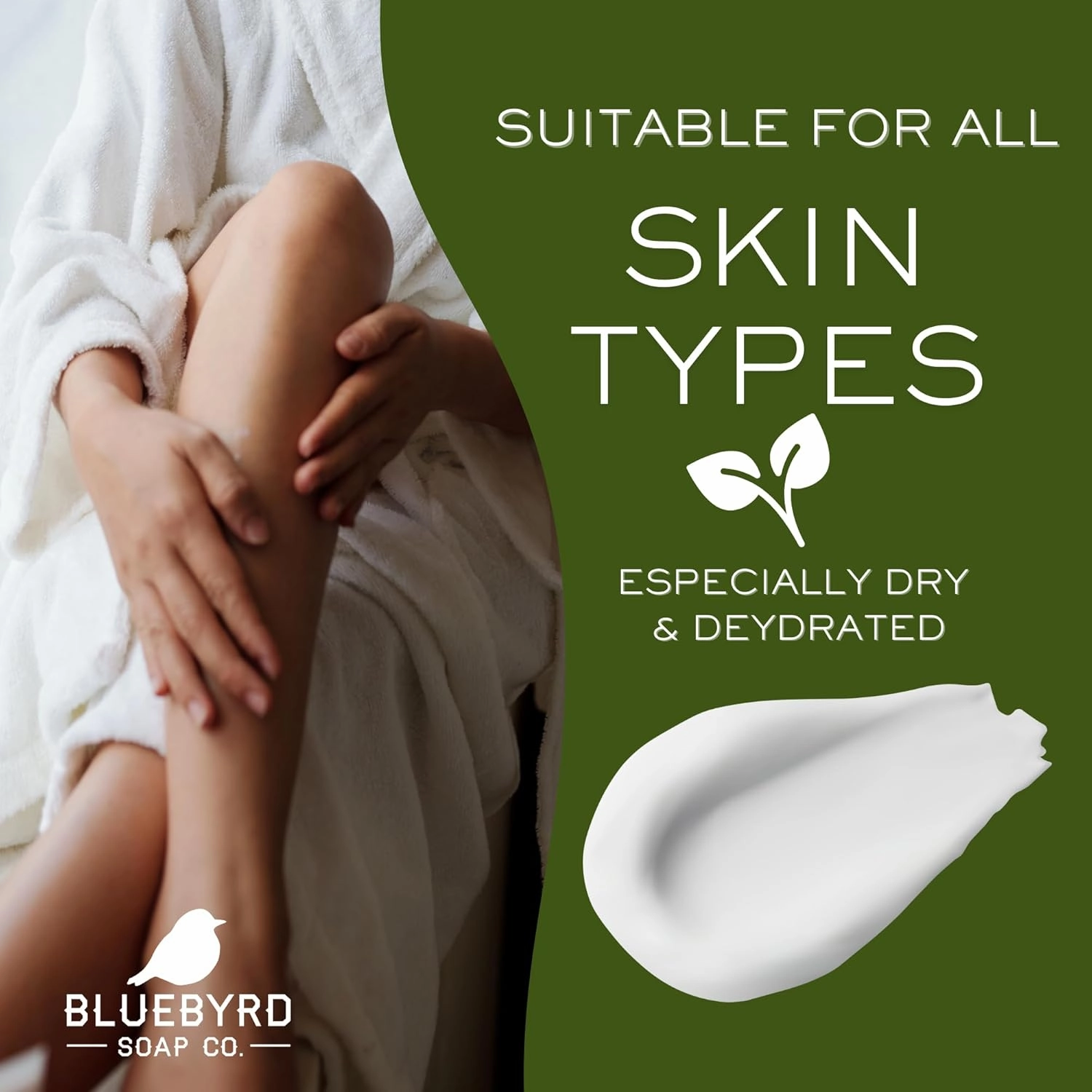 Bluebyrd Soap Co. Eucalyptus Mint Body Butter | Relaxing Whipped Body Cream for Men and Women | Non-Greasy Moisturizing Dry Skin Lotion for Hands, Body & Feet 8oz. Jar (EUCALYPTUS)