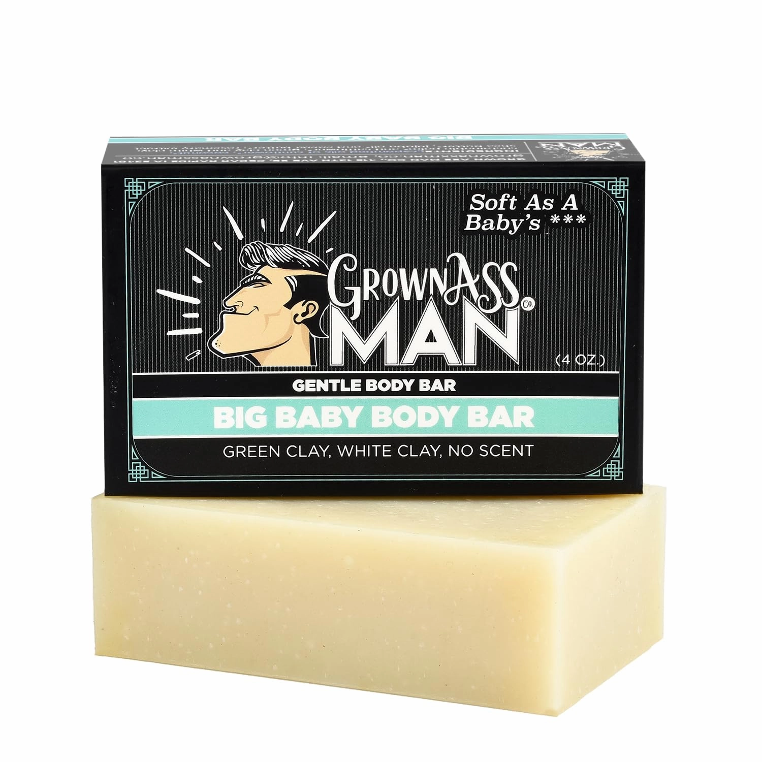 Body Bars - Solid Soap with Natural Oils & Soothing Clay - Plastic Free & Eco-Friendly, Natural & Organic for All Skin Types, 4oz Bar - Big Baby, 6-Pack
