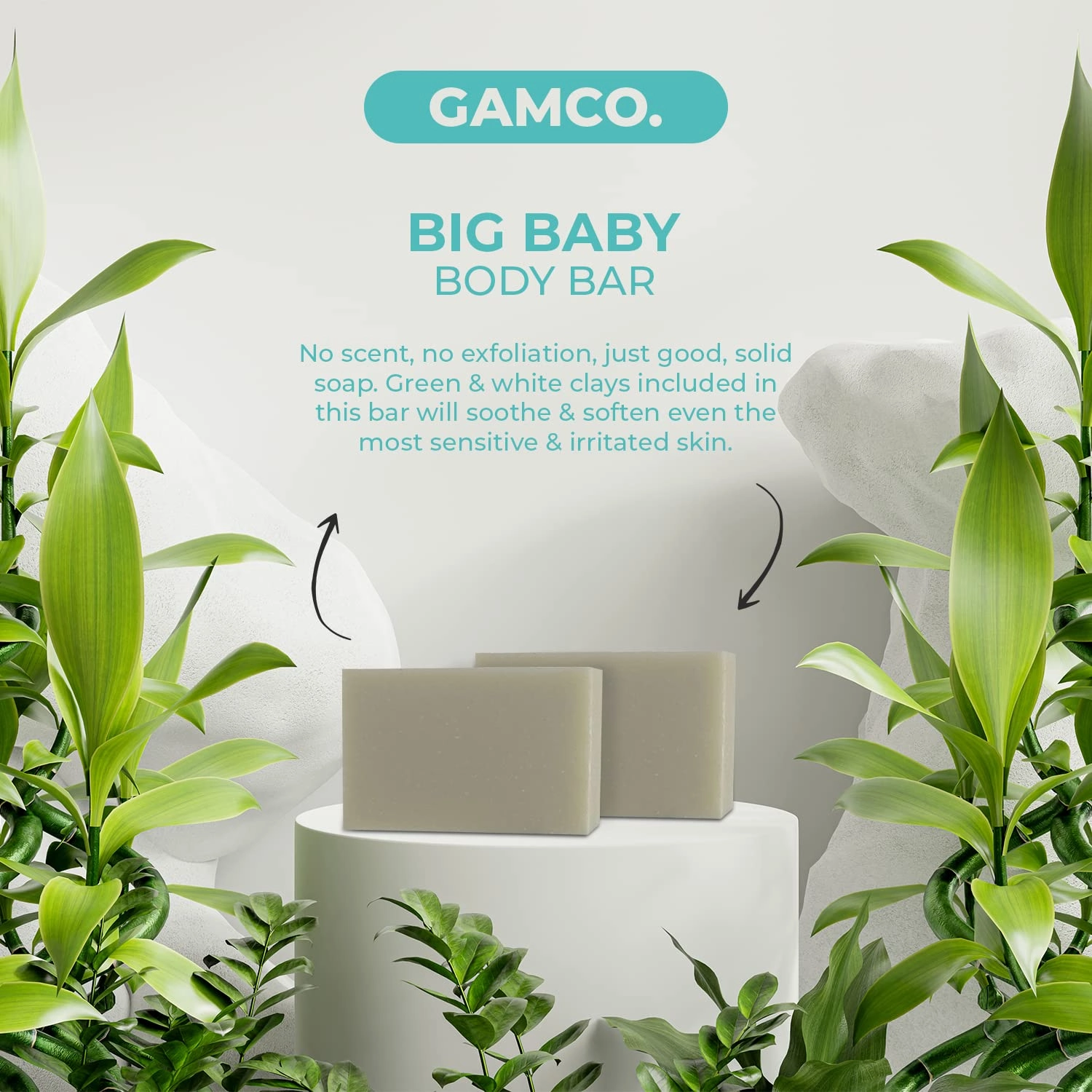 Body Bars - Solid Soap with Natural Oils & Soothing Clay - Plastic Free & Eco-Friendly, Natural & Organic for All Skin Types, 4oz Bar - Big Baby, 6-Pack