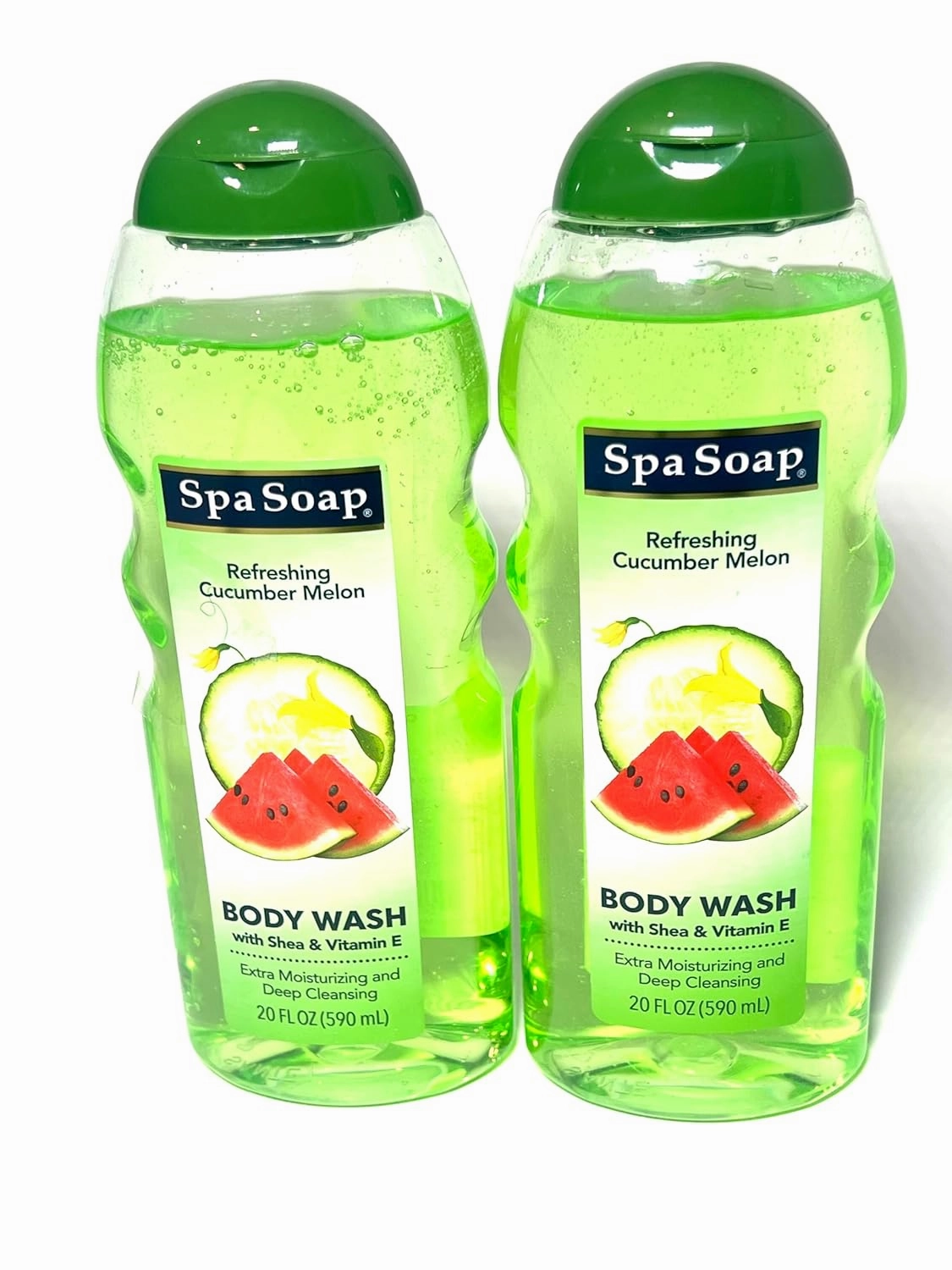 Body Wash, With Soft Refreshing Scent Extra Moisturizing and Deep Cleansing with shea & Vitamin E (2 count) 20FL oz each; Body soap smooth feeling (Cucumber Melon)