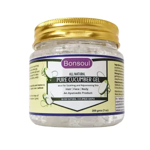 BONSOULZ All Natural and Pure Cucumber Gel | Ideal for Soothing & Rejuvenating Skin | Hair, Face and Body (200 GMS)
