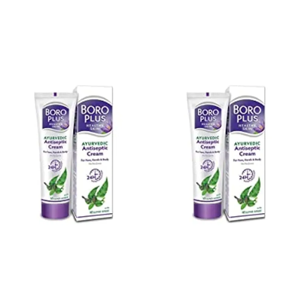 Boro-Plus. Ayurvedic Moisturizing Cream with Neem, Tulsi and Aloe Vera for Face, Hand and Body, 120ml, Pack of 2