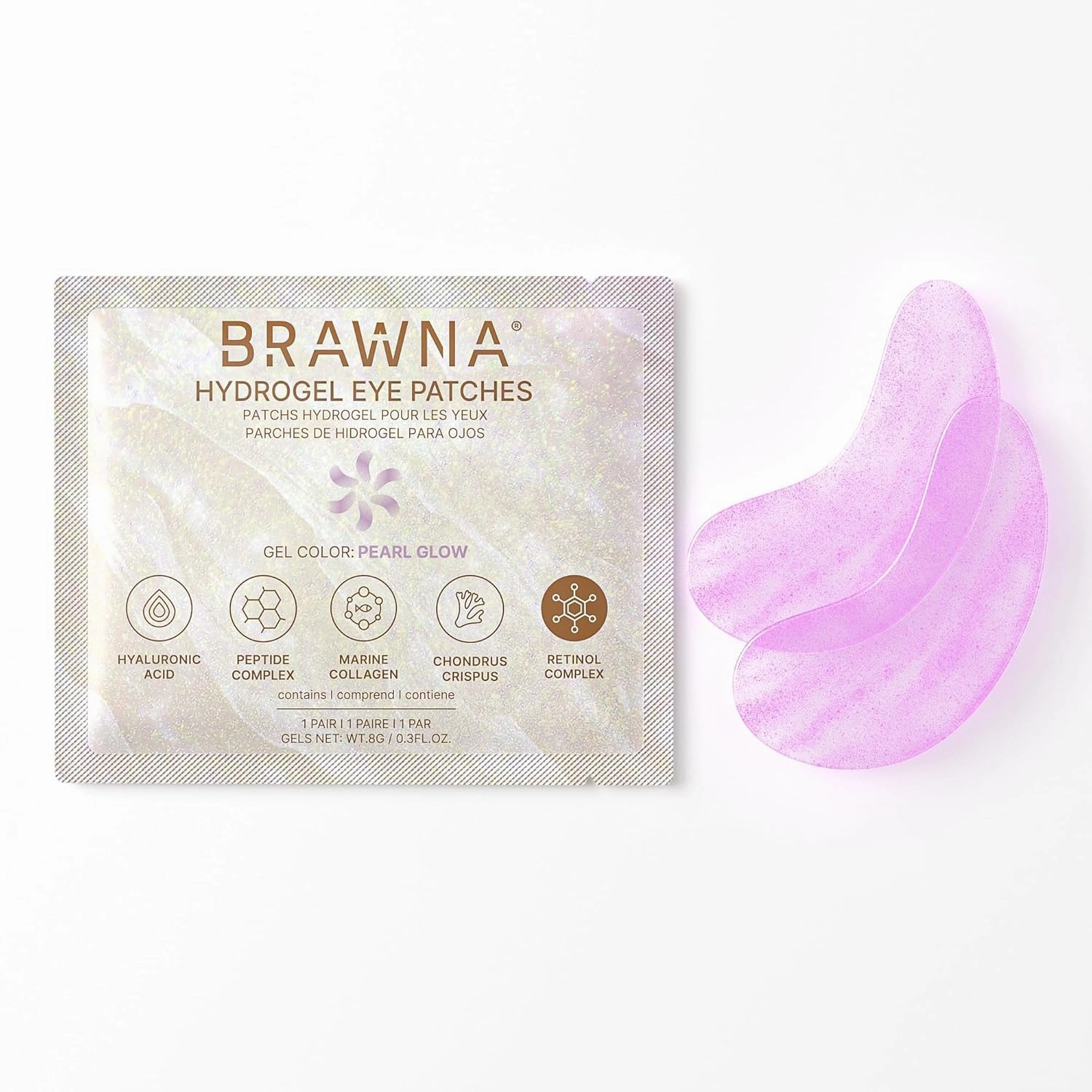 BRAWNA Hydrogel Under Eye Mask Patch with Retinol, Collagen, Peptides, Hyaluronic Acid - For Puffy Eyes, Dark Circles, Undereye Bags - Vegan Cruelty-Free Skincare Birthday Gifts for Women - 24 Pairs