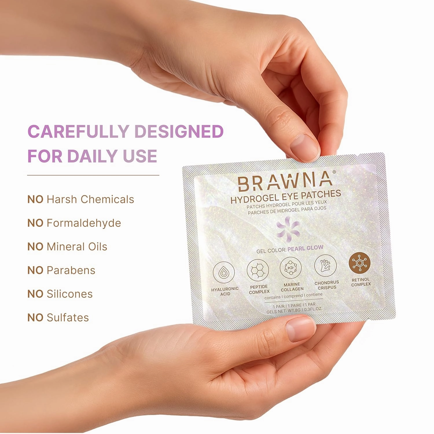 BRAWNA Hydrogel Under Eye Mask Patch with Retinol, Collagen, Peptides, Hyaluronic Acid - For Puffy Eyes, Dark Circles, Undereye Bags - Vegan Cruelty-Free Skincare Birthday Gifts for Women - 24 Pairs