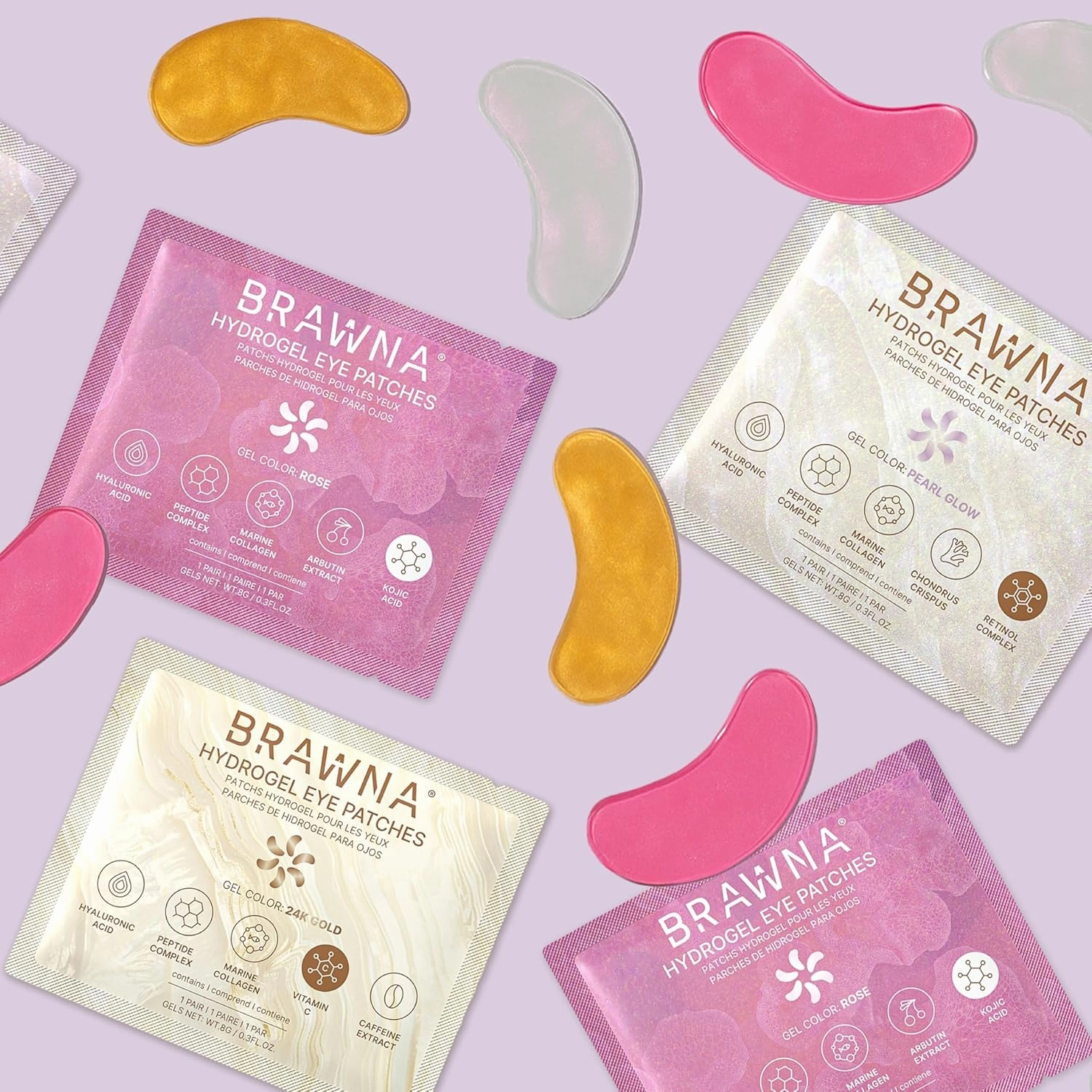 BRAWNA Hydrogel Under Eye Mask Patch with Retinol, Collagen, Peptides, Hyaluronic Acid - For Puffy Eyes, Dark Circles, Undereye Bags - Vegan Cruelty-Free Skincare Birthday Gifts for Women - 24 Pairs