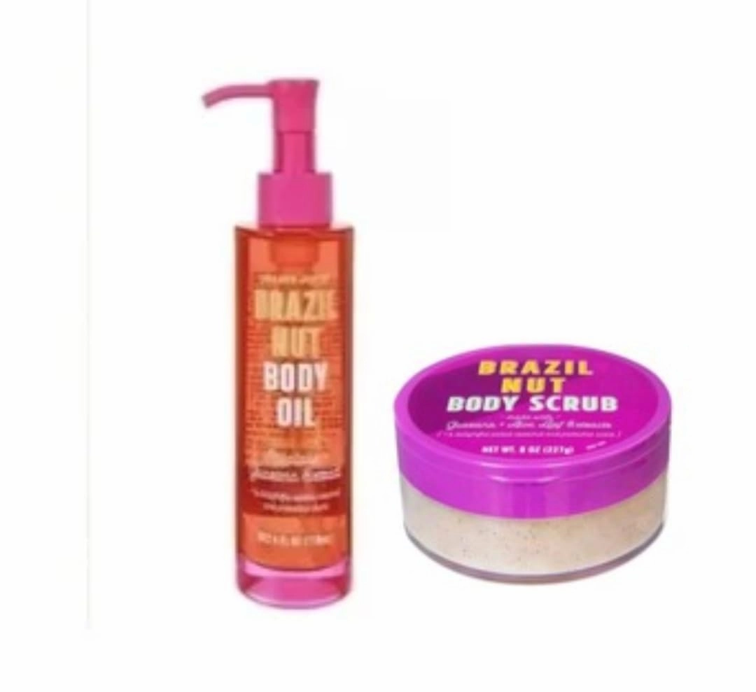 Brazil Nut Body Oil 4oz and Body Scrub 8oz (2 Pack, Body Oil and scrub)