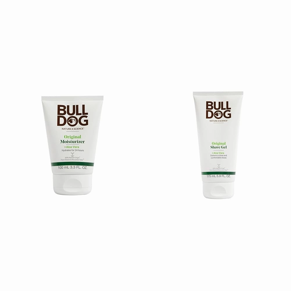 Bulldog Mens Skincare Original Face Moisturizer 3.3oz and Original Shave Gel 5.9oz Bundle