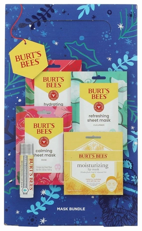 Burt's Bees Mask Bundle: Lip Balm, Lip Mask and Face Sheet Mask Gift Set, 5 Pieces, Rose