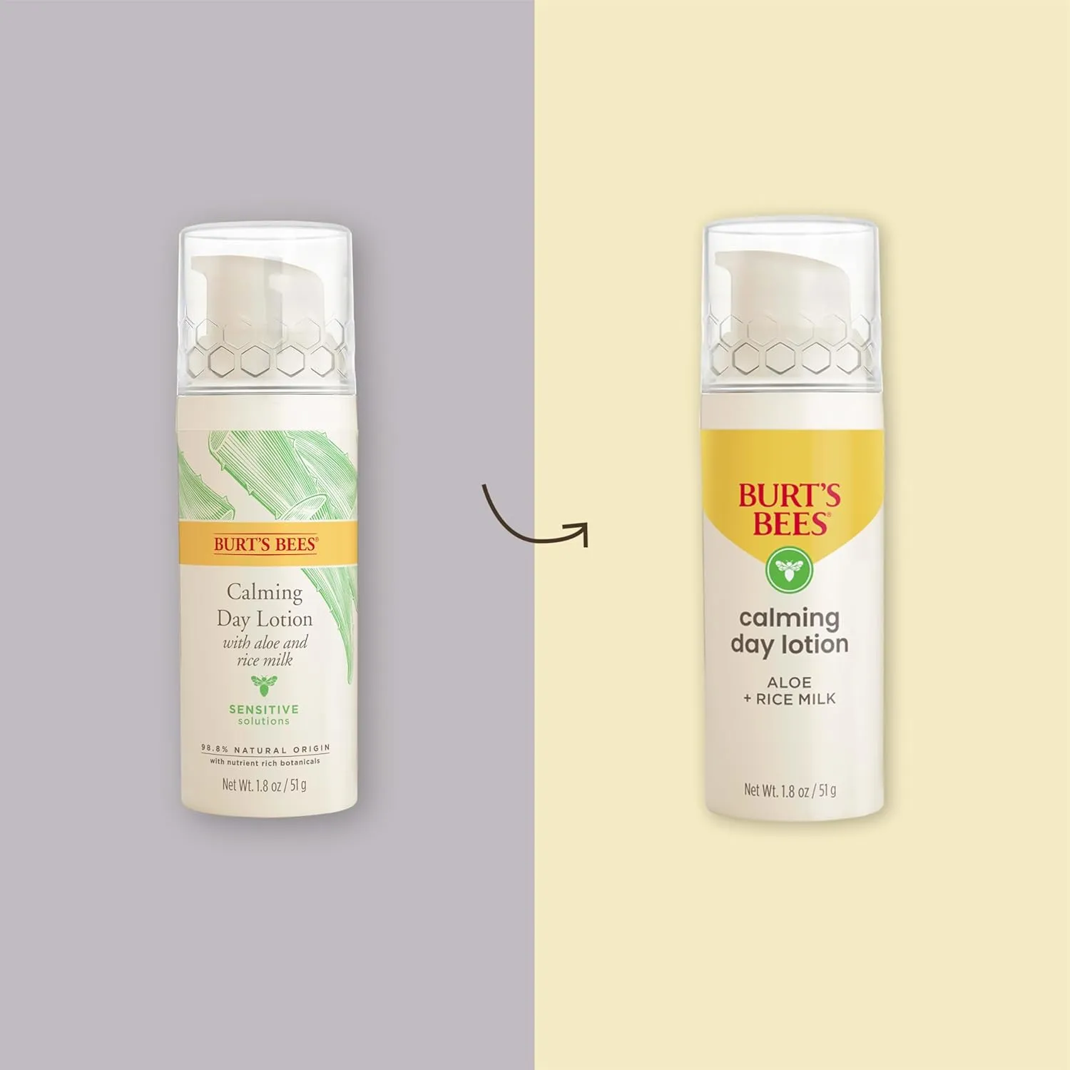 Burt's Bees Calming Day Face Lotion With Aloe and Rice Milk, Soothing Face Lotion for Sensitive Skin, 98.9 Percent Natural Origin Skin Care, 1.8 oz. Bottle