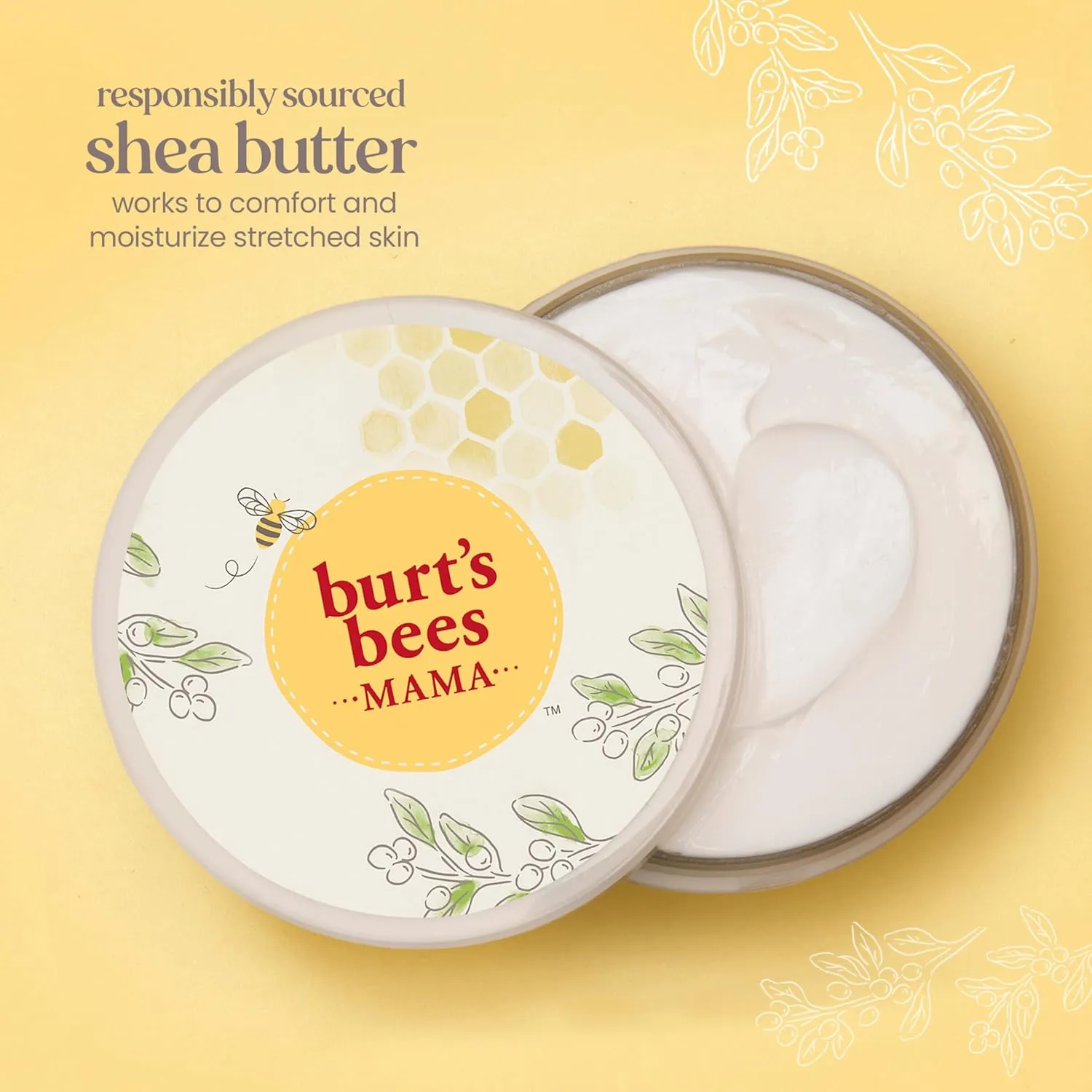 Burt's Bees Mothers Day Gifts, Mama Belly Butter Stretch Mark Cream for Pregnancy Massages Body & Reduces Scar Appearance, Prenatal & Postnatal Tummy Skin Care, Shea Butter & Vitamin E, 6.5 Oz Tub