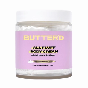 Butter'd Bodycare: All Fluff Body Cream, Unscented, Premium Body Butter for Very Dry Skin and Sensitive Skin | Hydrating Shea and Mango Body Butter with Sunflower Oil- 24 Hour Moisture (4 oz)