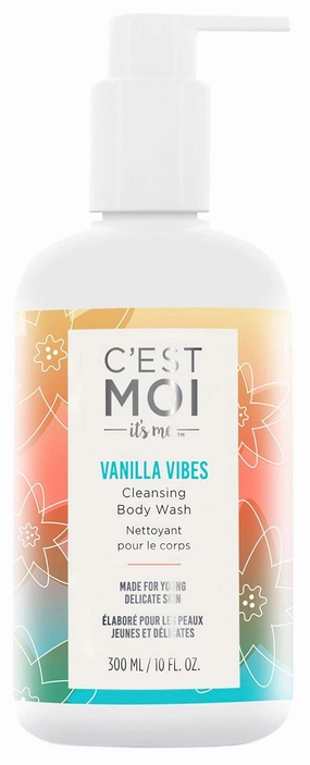 C'est Moi Vanilla Vibes Cleansing Body Wash | Lightly Foaming Formula made with Aloe, Calendula, Cucumber Extract and Avocado Oil, Gentle Cleanser, Hydrating, Refreshing, Clearing, 10 fl oz.