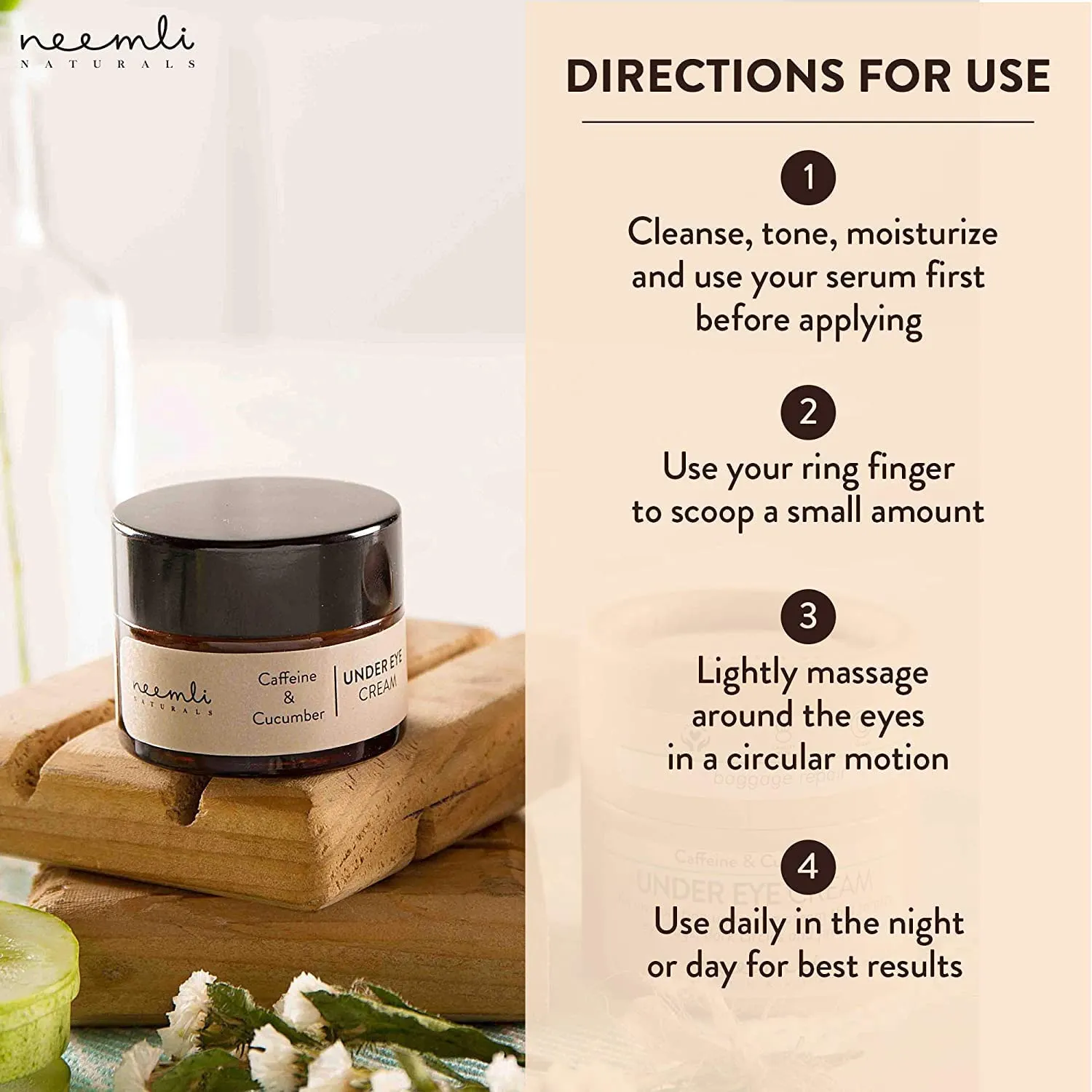 Caffeine & Cucumber Under Eye Cream, Reduces Dark Circles, Hydrates and Soothes Skin, 15 ml (Pack of 1)