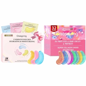Caffeine, 24K Gold and Retinol Eye Masks & Under Eye Patches (32 Pairs) Collagen-Infused - Anti-Puffiness, Dark Circles, Eye Bags and Fine Lines, Worry-Free Care, Travel Birthday Party Bridesmaid Gift