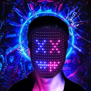 CASEIER Led Mask, Led Face Mask - 2025 Upgraded Led Mask Halloween with Gesture Control Light Up Toy for Kids, Perfect Gifts for Christmas and New Year