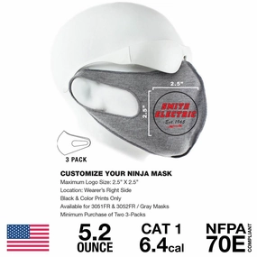 CAT 1 Custom Logo FR Face Masks - Minimum Two 3 Packs