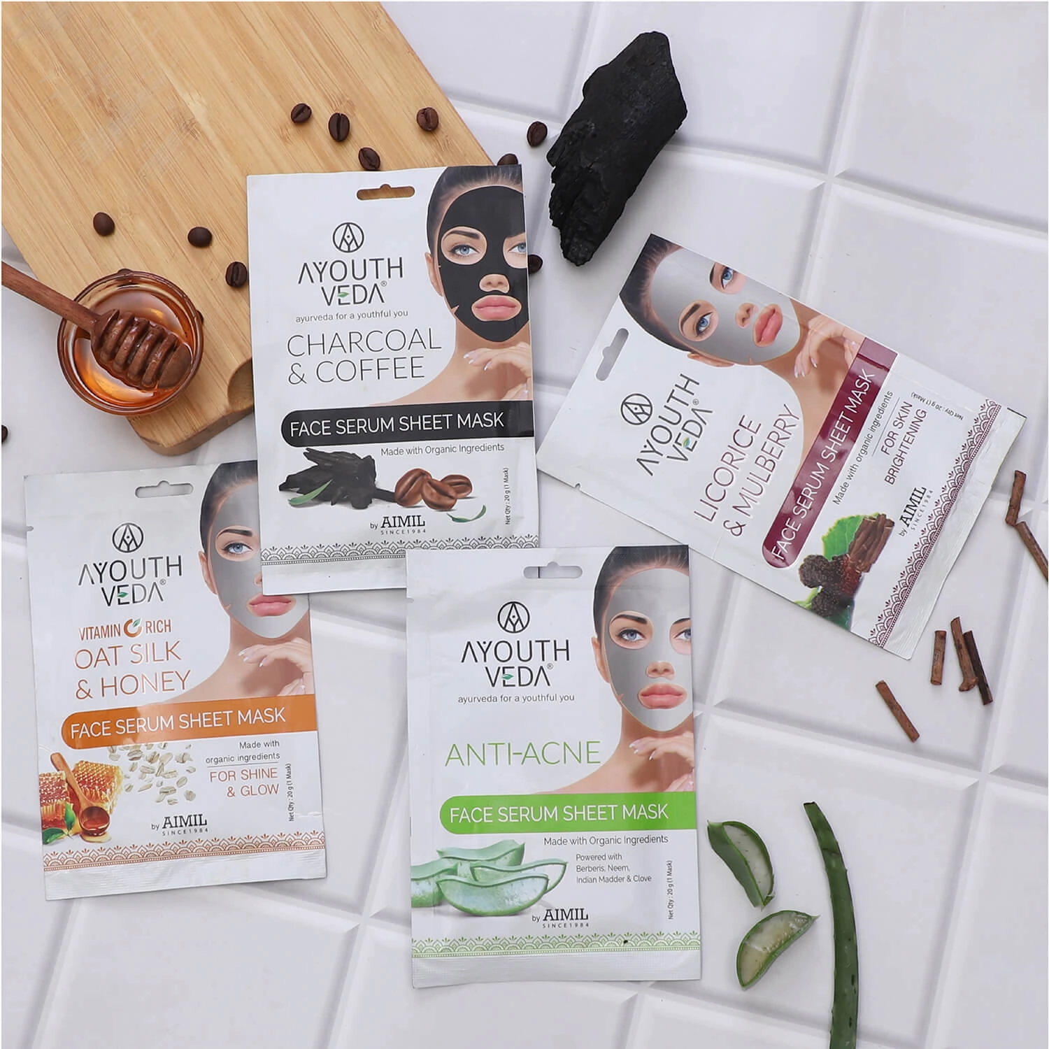 Charcoal & Coffee Face Serum Sheet Mask With Coffee & Mint (Net Qty- 20g)