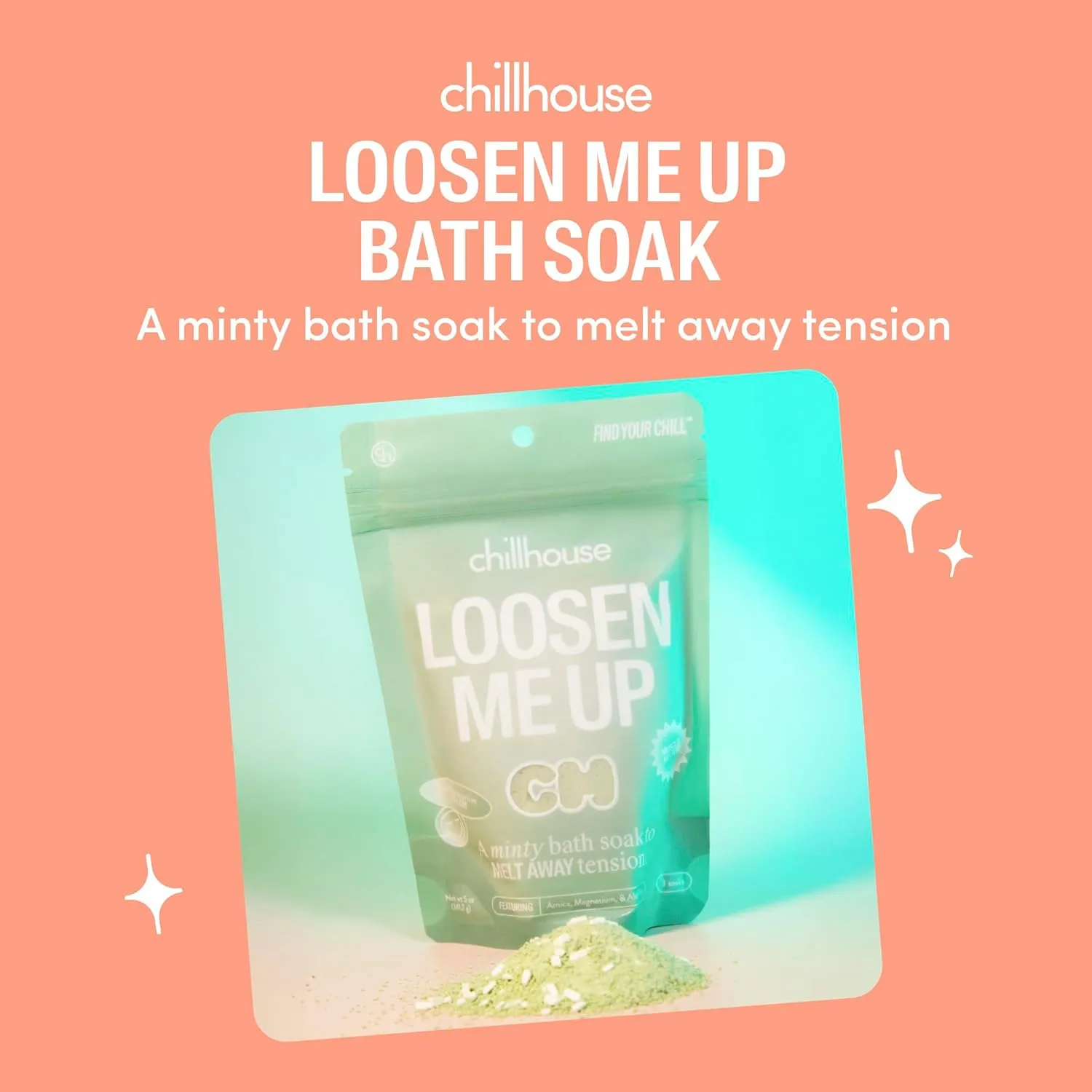 Chillhouse Salt Bath Soak, Loosen Me Up - Gentle Cleansing Bath Salt for Exfoliating, Softening & Skin Moisturizing - Soaking & Bathing Skin Care for Radiant Sparkly Glow