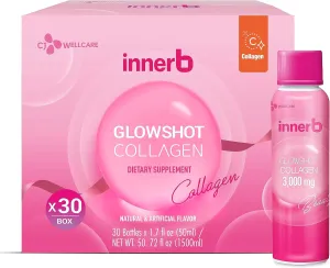 CJ Wellcare Innerb Glowshot Collagen (50.7 fl oz, 30 Servings) - Marine Liquid Collagen for Women, 3,000mg Collagen Peptides, Collagen Shots for High Absorption, Hair, Skin & Nails Supplement