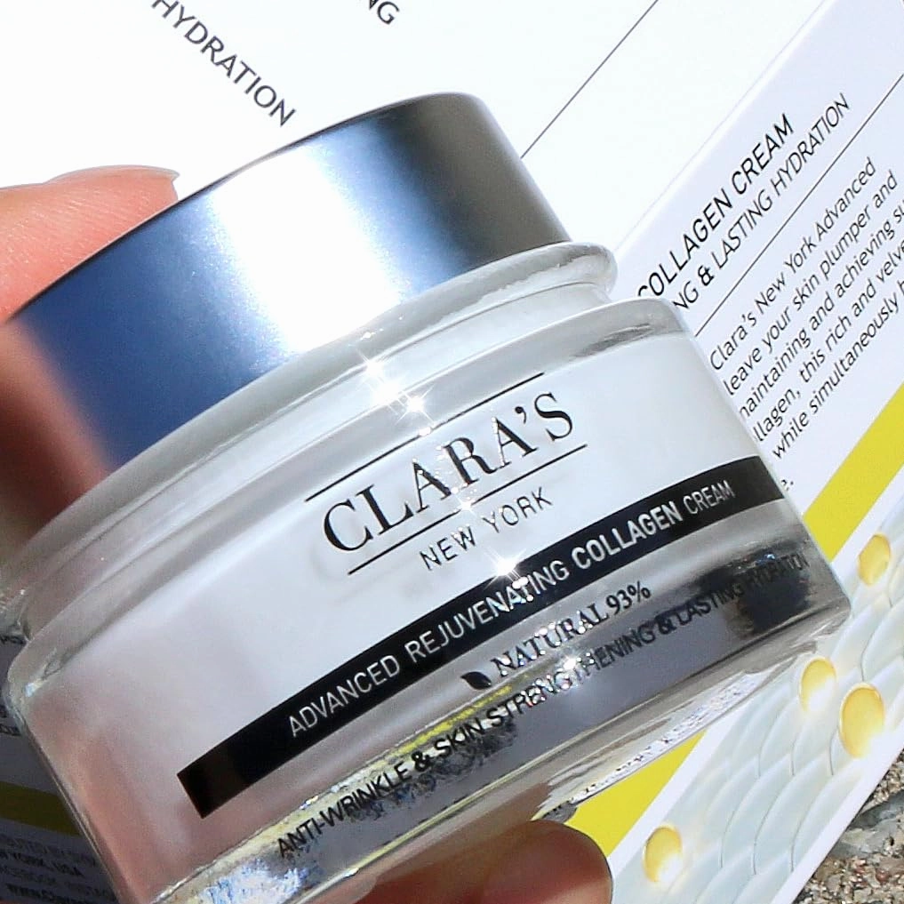 CLARA'S NEW YORK Advanced Rejuvenating Collagen Cream, Anti-Wrinkle and Made for Healthy Glowing Skin, Rich, Non-sticky, Fast-absorbing Formula 50ml MADE IN USA