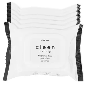 Cleen Beauty Fragrance Free Face Wipes - 6 Pack | Soothing and Moisturizing Makeup Remover with Aloe Vera | Biodegradable Makeup Wipes with Aloe Vera - Paraben Free (25 Count Per Pack)