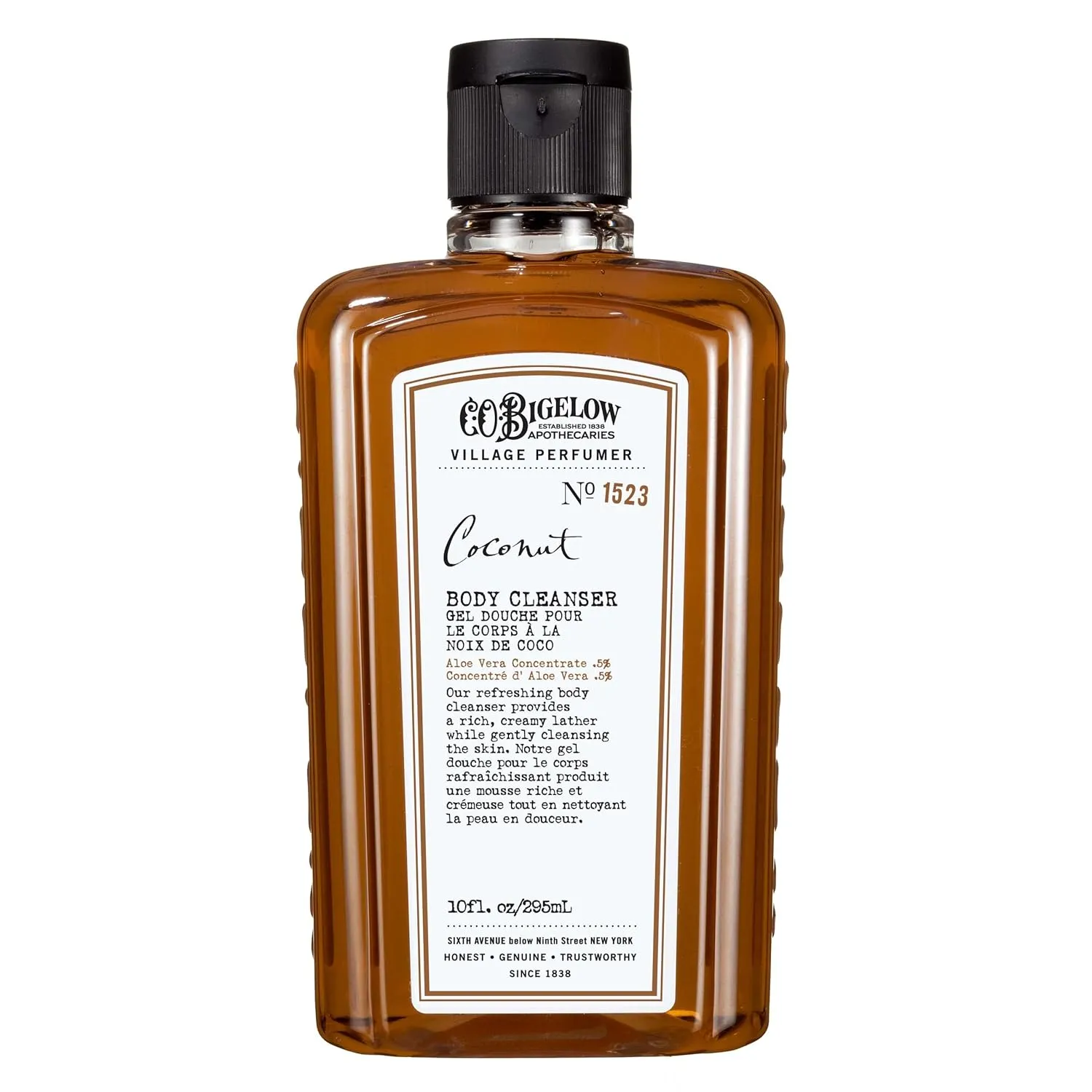C.O. Bigelow Coconut Body Cleanser, Village Perfumer Moisturizing Gentle Body Wash for Men & Women with Aloe Vera, Sodium PCA, and Glycerin, 10 fl oz