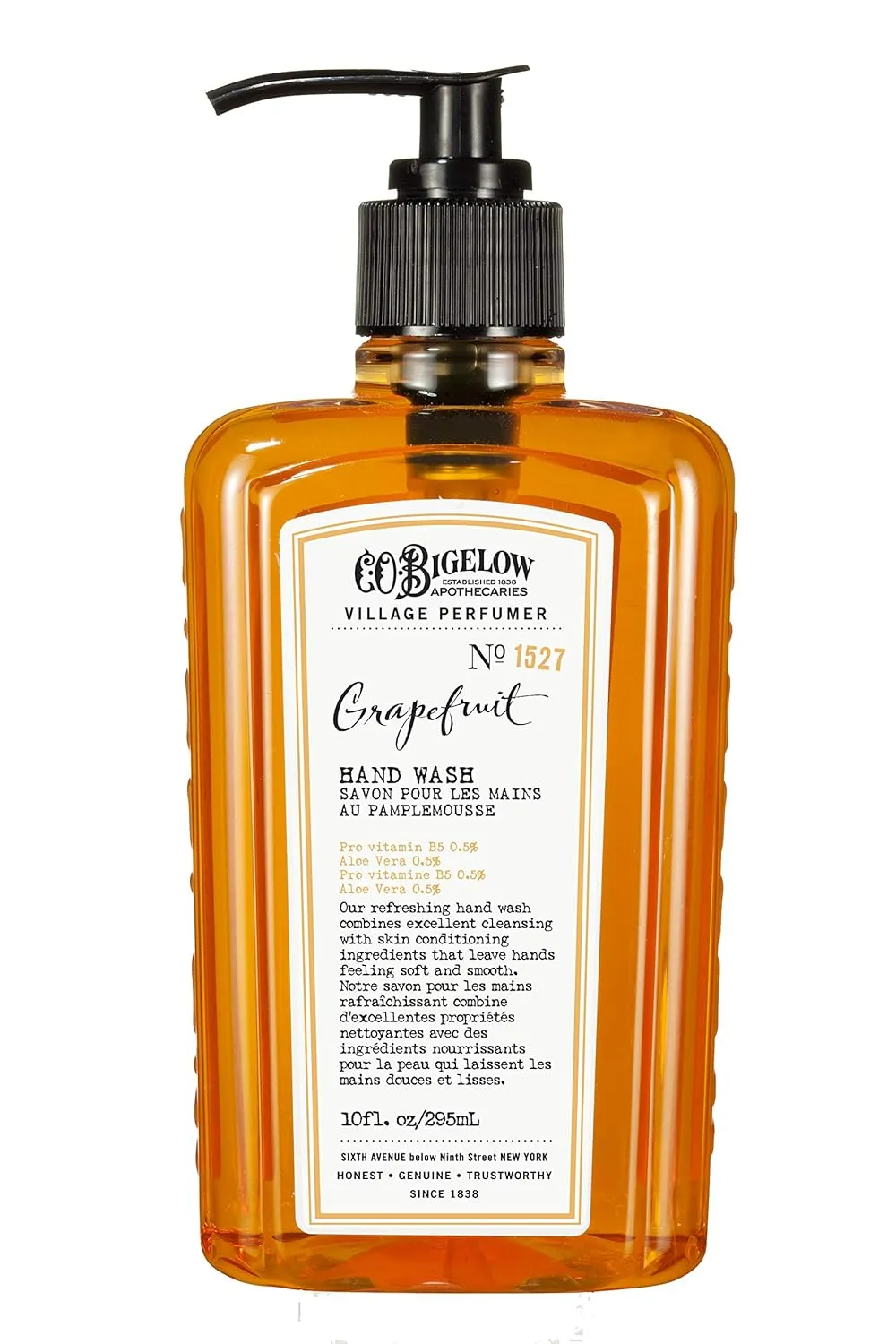 C.O. Bigelow Hand Wash Grapefruit, Village Perfumer Moisturizing Hand Soap for Bathroom & Kitchen with Aloe Vera and Pro-Vitamin B5, 10 fl oz