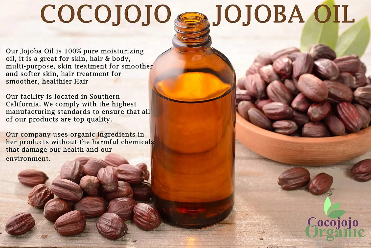 Cocojojo Jojoba Oil Organic, Jojoba Oil for Hair Growth, Jojoba Oil for Skin, Jojoba Oil for Face, 100% Pure Natural, Cold Pressed, Deep Moisturizing Anti-Aging, Essential Oils -128 Fl Oz